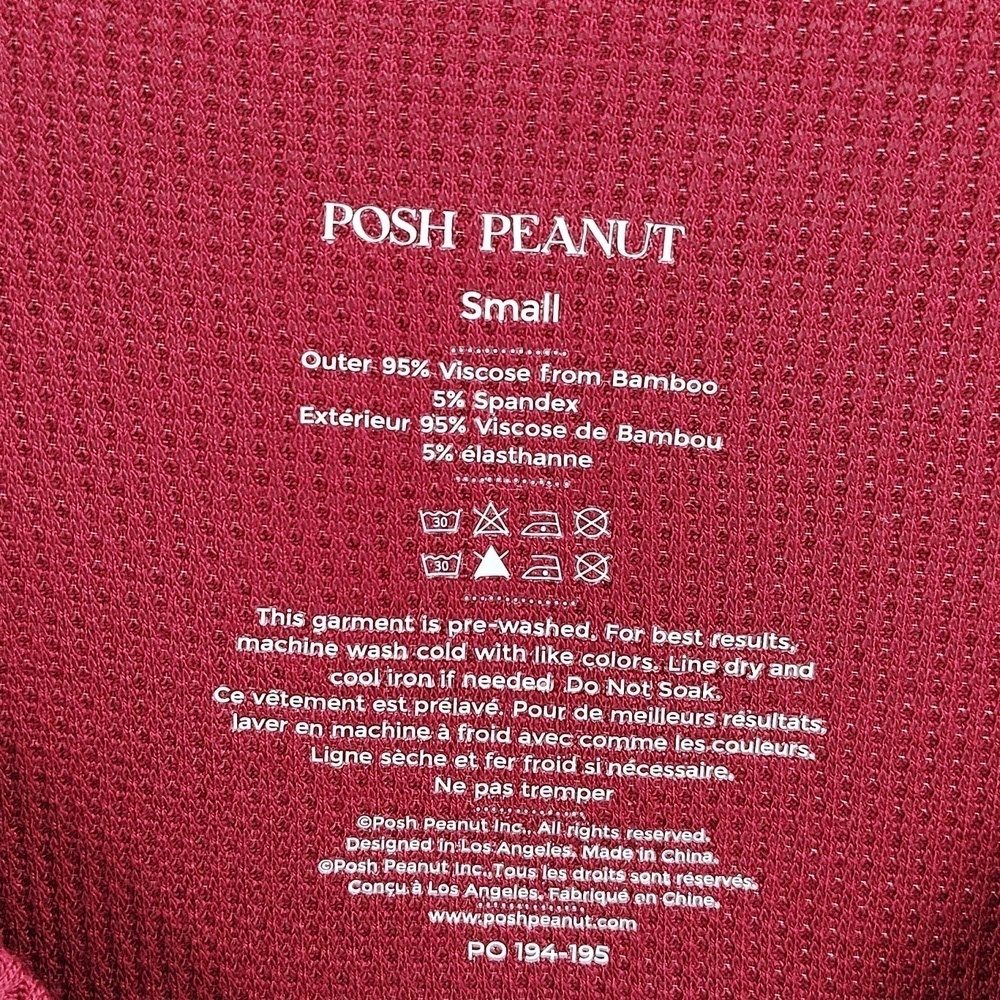 Posh Peanut burgundy maroon Henley Top Size Small Thermal Long Sleeve - Picture 4 of 7